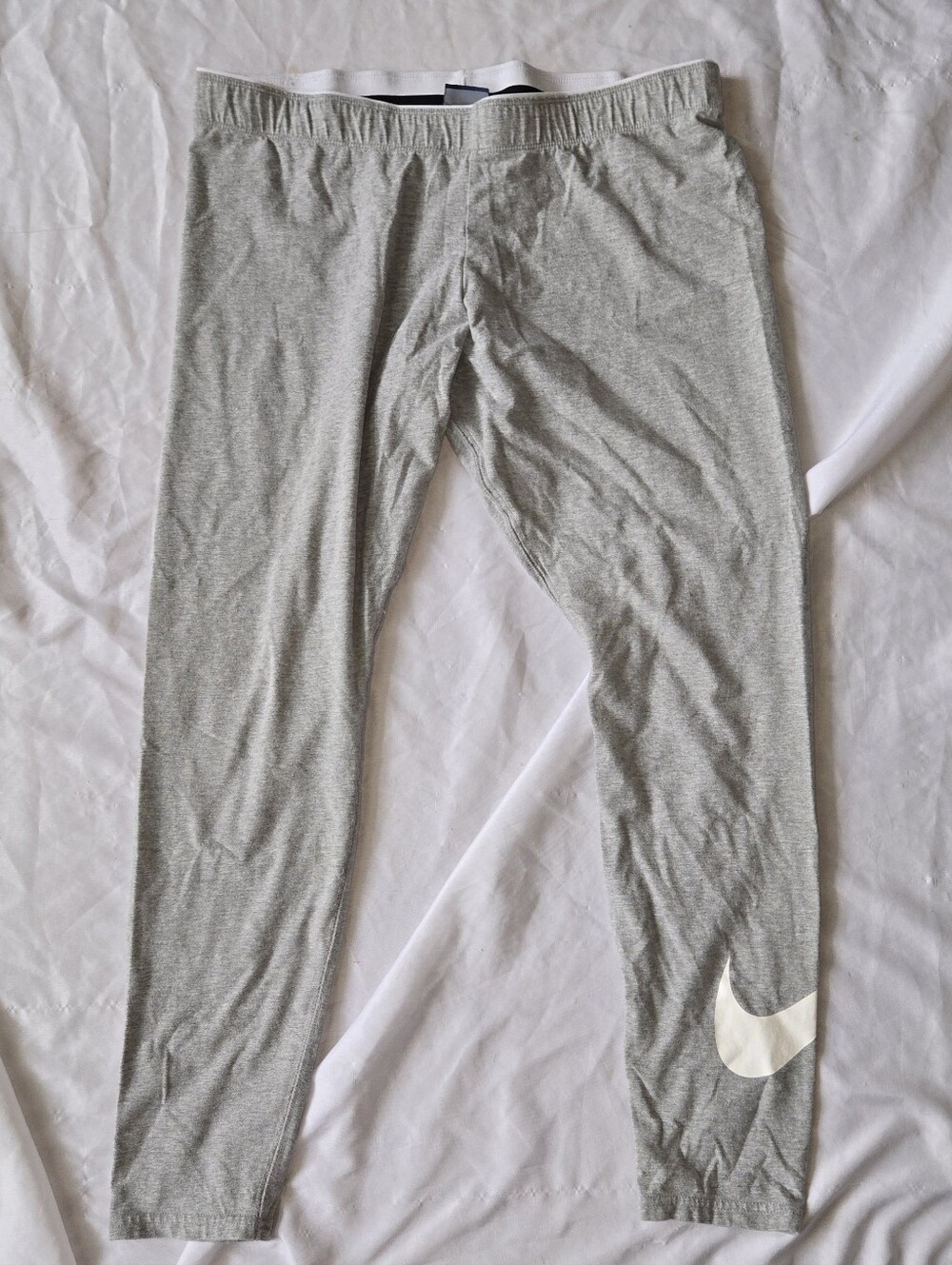 Nike Women's Gray Training Leggings with White Swoosh Yoga Pants Workout Size XL